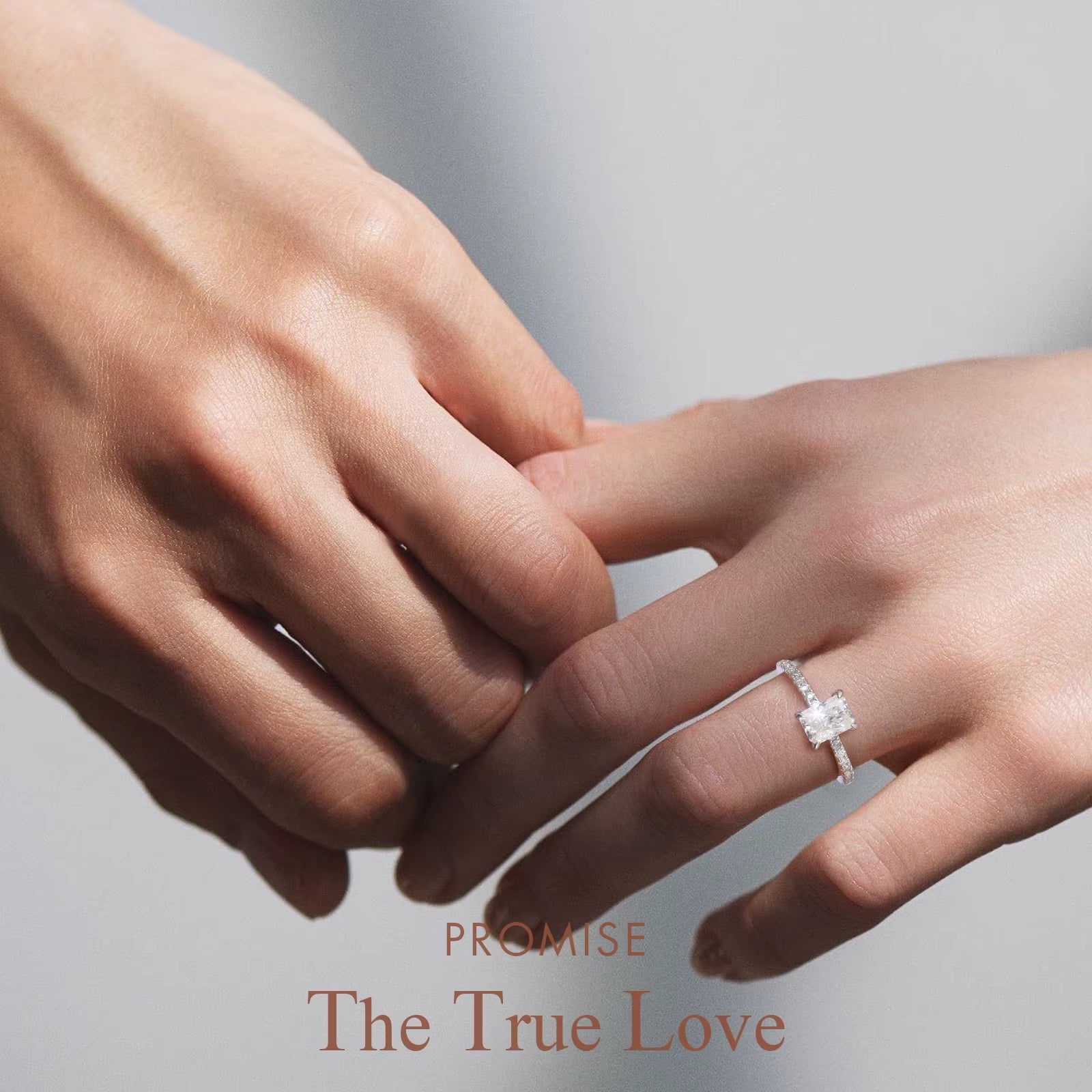 Solid S925 Fine Jewelry Engagement White 14K Gold Plated 1CT Moissanite Diamond Radiant Cut 925 Sterling Silver Rings for Women