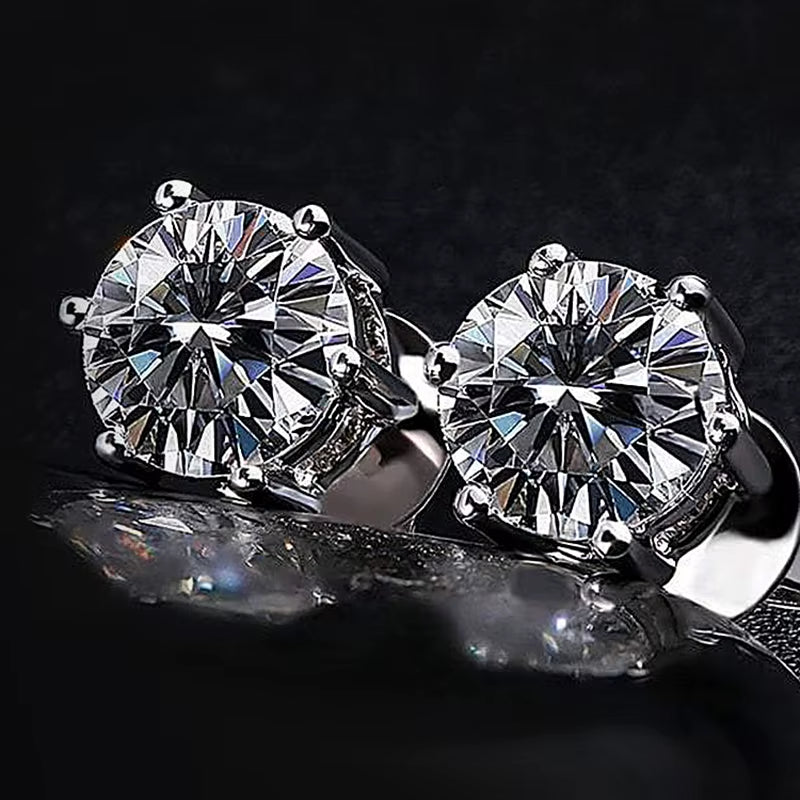Classic Mossanite Diamond Ear Stud 3-8Mm 1Ct 2Ct 14K Gold Plated 925 Sterling Silver VVS GRA Moissanite Earring for Women Men