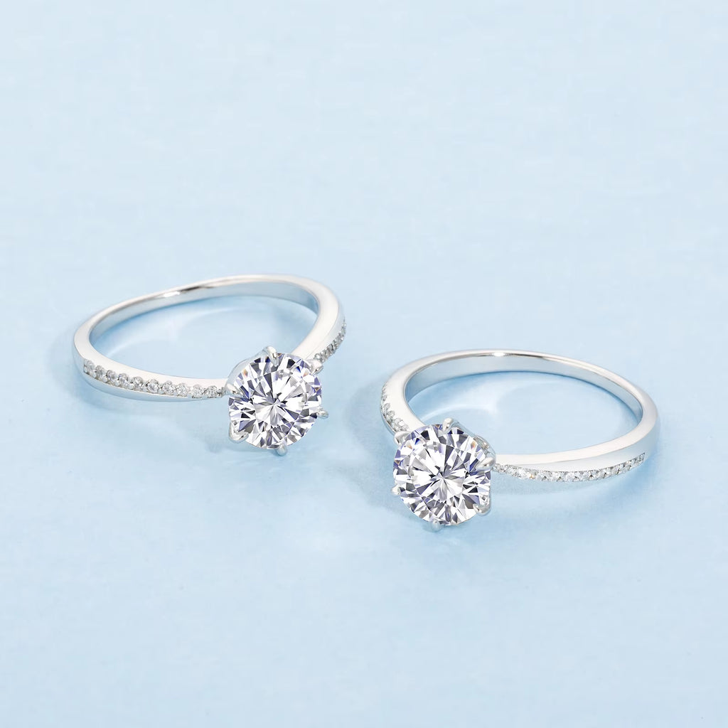2.0CT 1CT 0.5CT Solitaire Engagement Moissanite Promise Rings Women Lab Created Diamond S925 Sterling Silver Bridal Wedding Ring