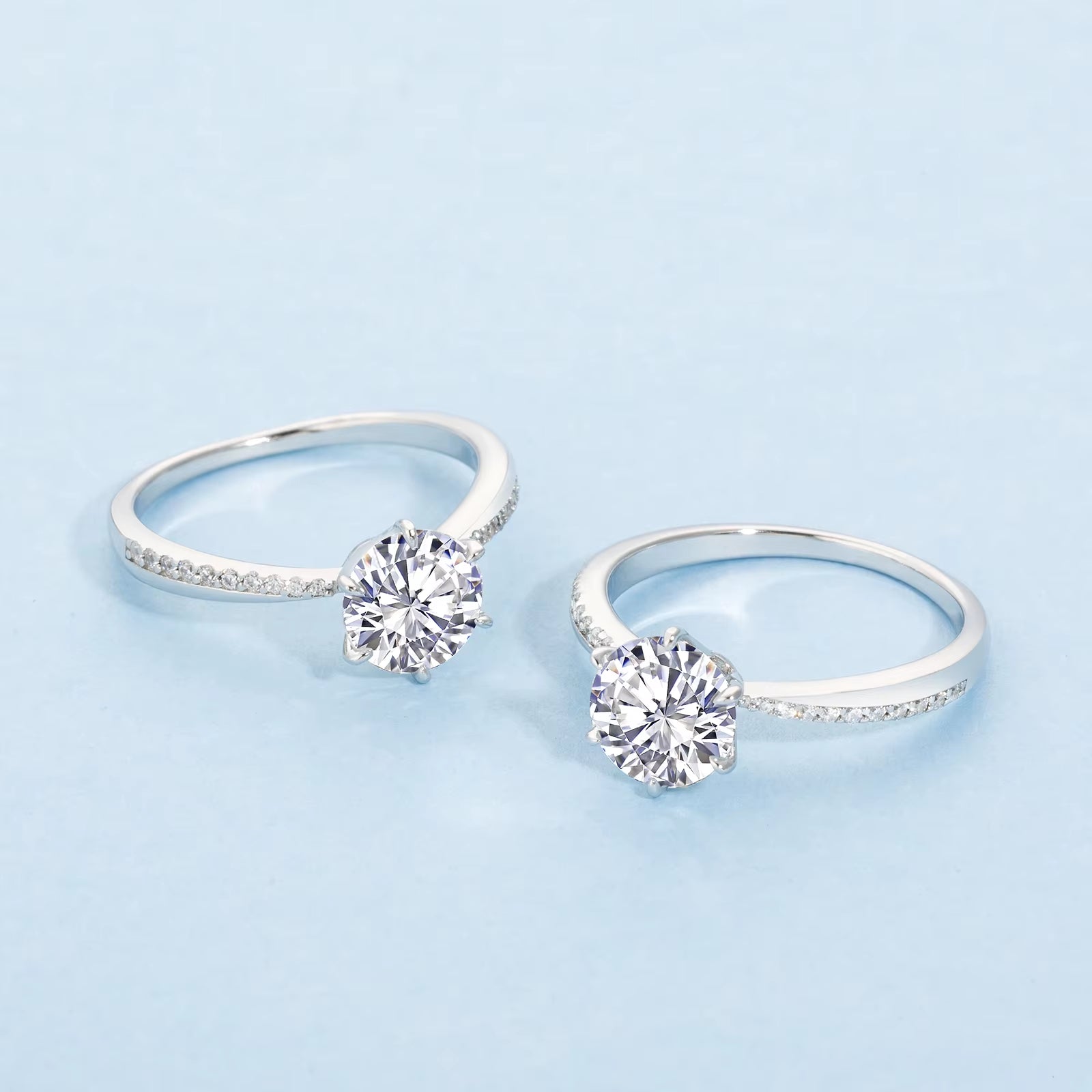 2.0CT 1CT 0.5CT Solitaire Engagement Moissanite Promise Rings Women Lab Created Diamond S925 Sterling Silver Bridal Wedding Ring