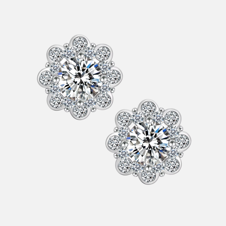 MOISSANITE FLOWER EARRINGS
