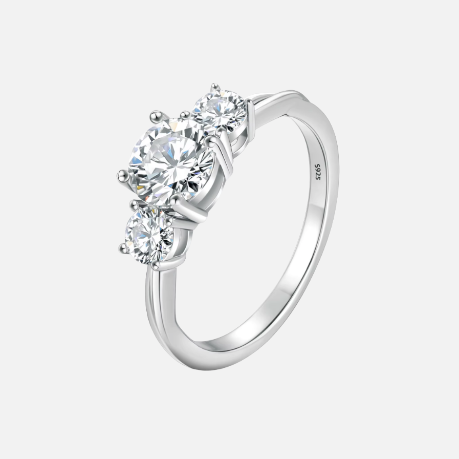 MOISSANITE THREE STONE RING